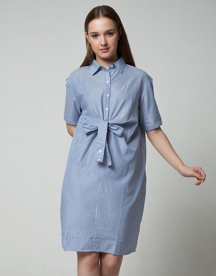Details Short Sleeve Midi Dress With Wrap Details On Waist