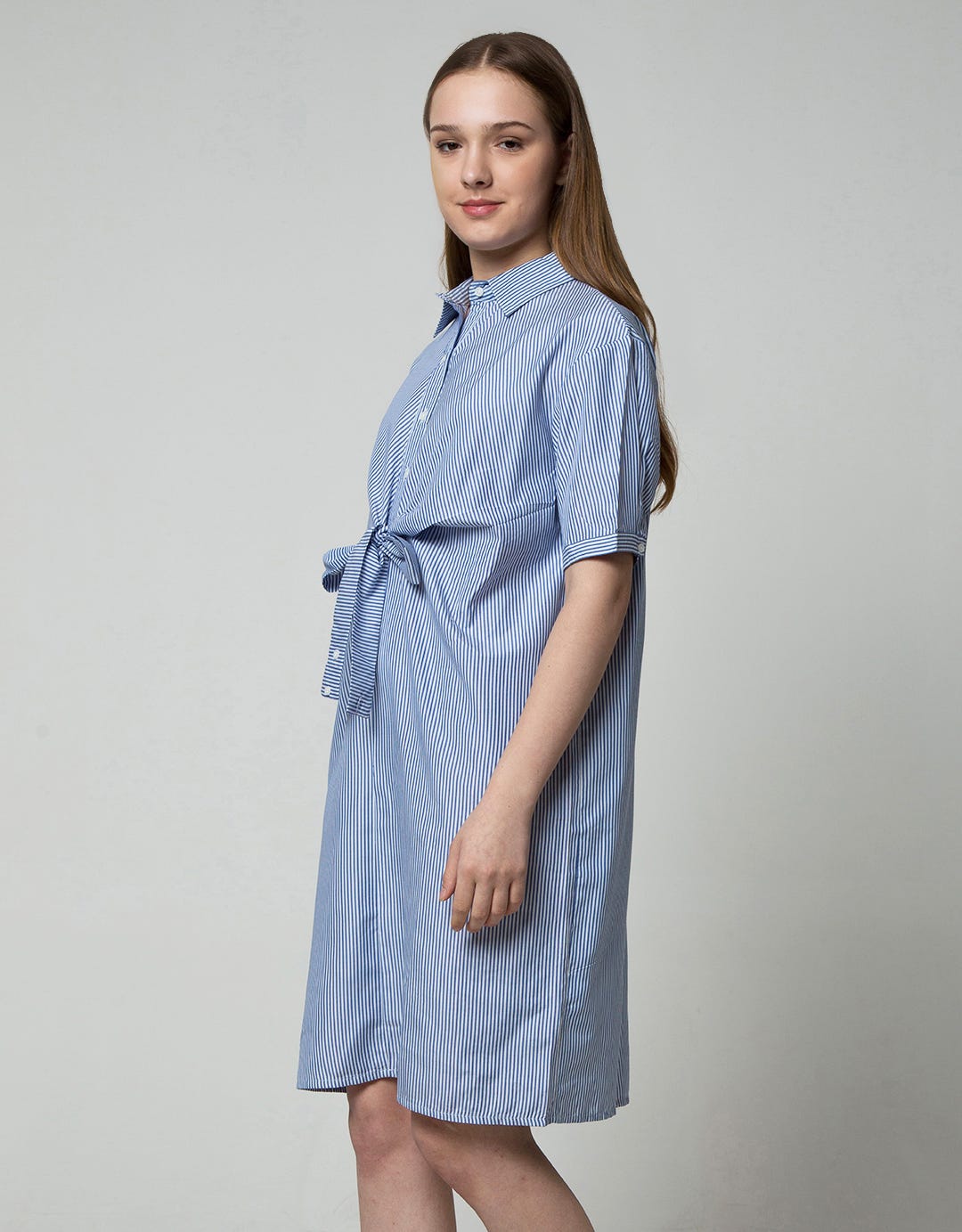 Details Short Sleeve Midi Dress With Wrap Details On Waist