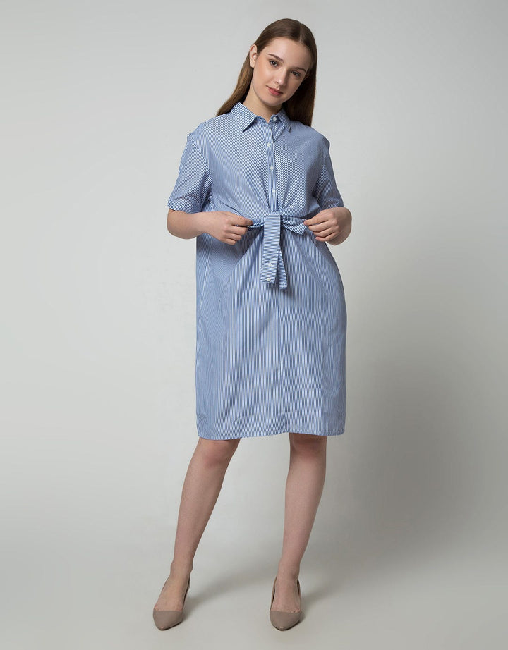 Details Short Sleeve Midi Dress With Wrap Details On Waist