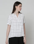 Connexion Short Sleeve Blouse Rayon Twill Print Windowpane
