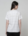 Connexion Short Sleeve Blouse Rayon Twill Print Windowpane