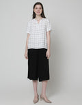 Connexion Short Sleeve Blouse Rayon Twill Print Windowpane