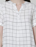 Connexion Short Sleeve Blouse Rayon Twill Print Windowpane