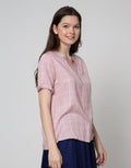 Connexion Short Sleeve Blouse Rayon Twill Print Windowpane