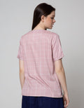 Connexion Short Sleeve Blouse Rayon Twill Print Windowpane