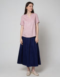 Connexion Short Sleeve Blouse Rayon Twill Print Windowpane