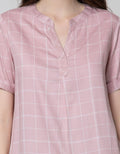 Connexion Short Sleeve Blouse Rayon Twill Print Windowpane