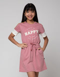 Nevada Short Sleeve Midi Dress Drawstring Waist Embroidered Towel