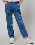 Nevada Jogger Pants Denim Print Grafitti Ufo