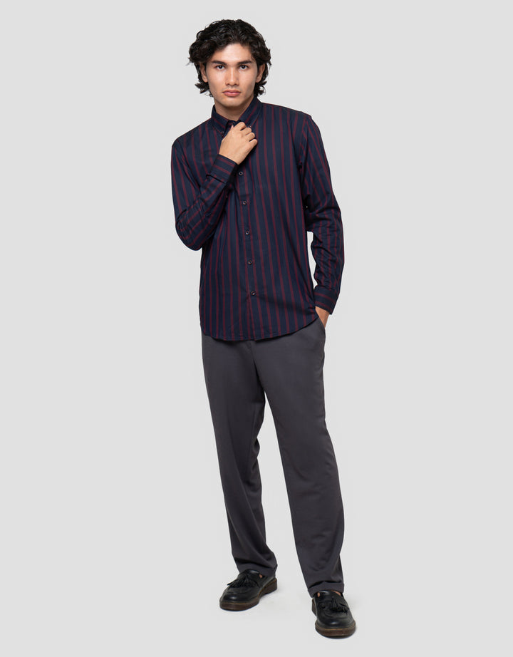 Cardinal Formal Full Print Stripe Kemeja Pria