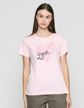 Cardinal Love Heart Print Women's Casual T-Shirt