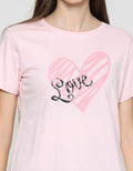 Cardinal Love Heart Print Women's Casual T-Shirt