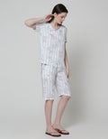 Nevada Short Sleeve Pyjama Capri Stripe Bunny