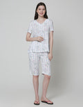 Nevada Short Sleeve Pyjama Capri Stripe Bunny