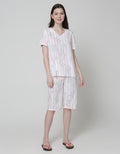 Nevada Short Sleeve Pyjama Capri Stripe Bunny