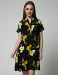 St. Yves Women Short Sleeve Midi Dress Canna Floral
