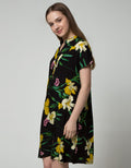 St. Yves Women Short Sleeve Midi Dress Canna Floral