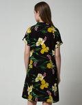 St. Yves Women Short Sleeve Midi Dress Canna Floral