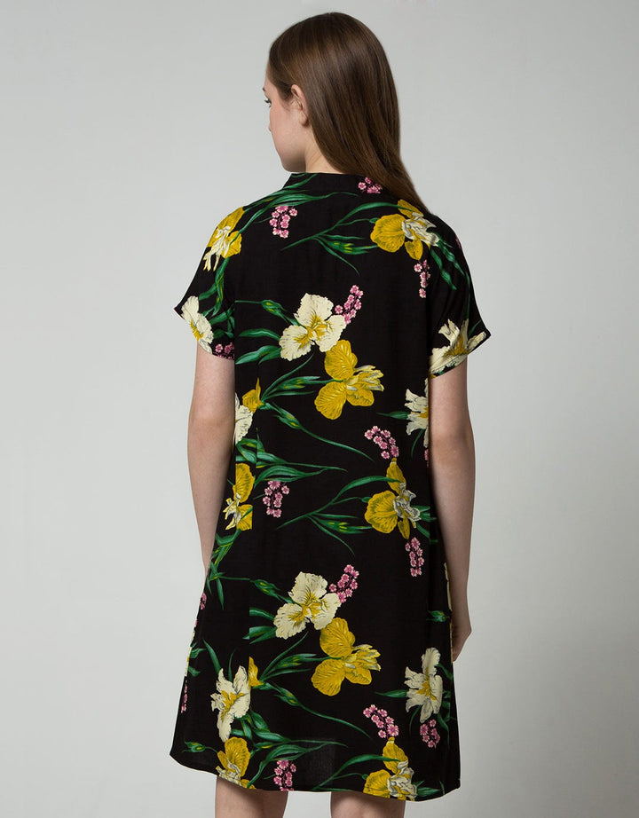 St. Yves Women Short Sleeve Midi Dress Canna Floral