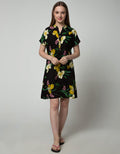 St. Yves Women Short Sleeve Midi Dress Canna Floral
