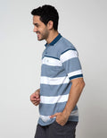 Cole Short Sleeve Polo Shirt  2Tone Stripe Eng Chest