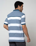 Cole Short Sleeve Polo Shirt  2Tone Stripe Eng Chest