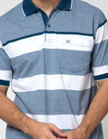 Cole Short Sleeve Polo Shirt  2Tone Stripe Eng Chest