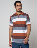 Cole Short Sleeve Polo Shirt  Stripe 2 Tone Block
