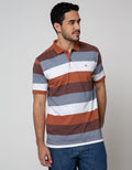 Cole Short Sleeve Polo Shirt  Stripe 2 Tone Block
