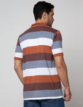 Cole Short Sleeve Polo Shirt  Stripe 2 Tone Block