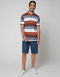 Cole Short Sleeve Polo Shirt  Stripe 2 Tone Block