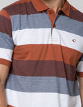 Cole Short Sleeve Polo Shirt  Stripe 2 Tone Block