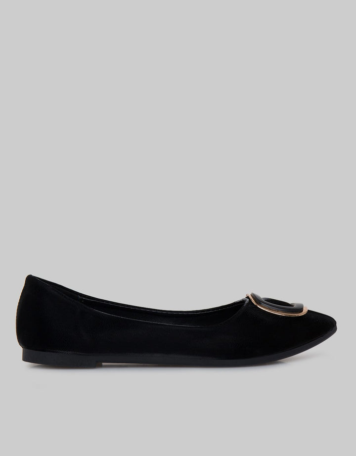 Laviola Sqaure Buckle Flat Shoes Wanita