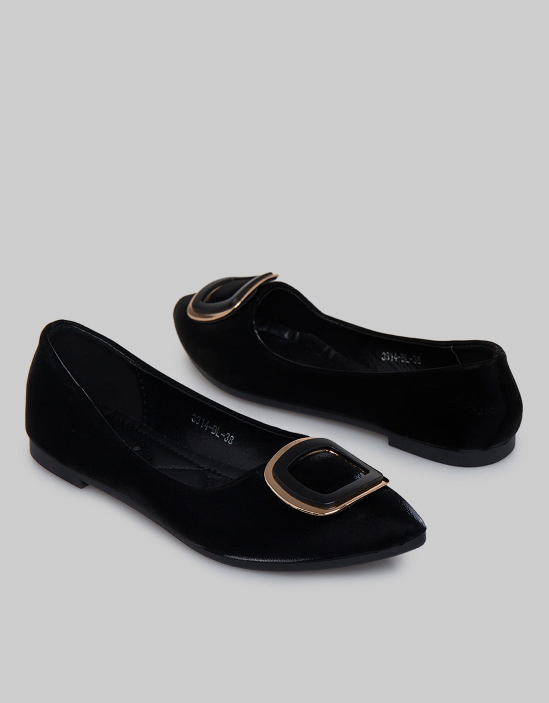 Laviola Sqaure Buckle Flat Shoes Wanita