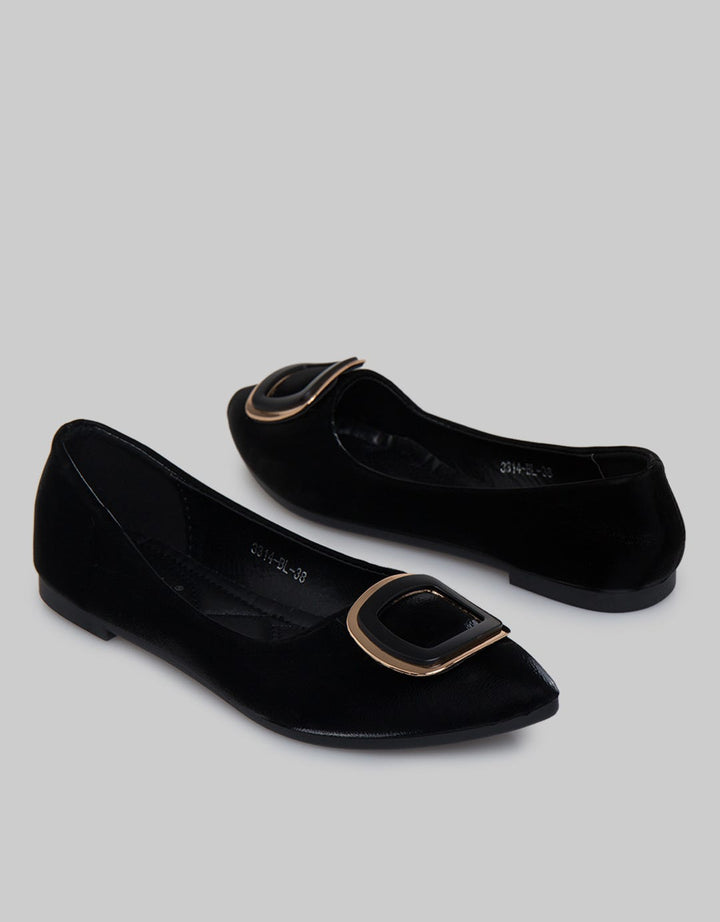 Laviola Sqaure Buckle Flat Shoes Wanita