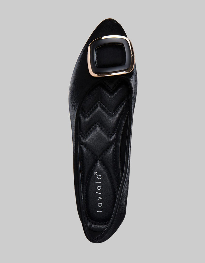 Laviola Sqaure Buckle Flat Shoes Wanita
