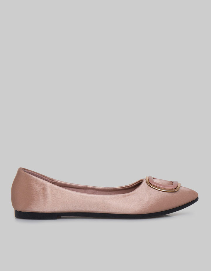 Laviola Sqaure Buckle Flat Shoes Wanita