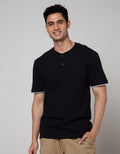 Details Short Sleeve T-Shirt Henley Basic Solid