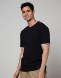 Details Short Sleeve T-Shirt Henley Basic Solid