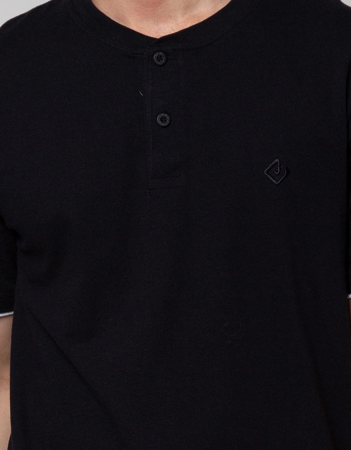 Details Short Sleeve T-Shirt Henley Basic Solid