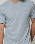 Details Short Sleeve T-Shirt Henley Basic Solid