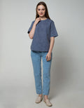 St. Yves Short Sleeve Blouse Linen Slub Plain