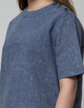 St. Yves Short Sleeve Blouse Linen Slub Plain