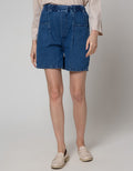 Details Denim Short Pants Without Zipper And Front Pocket