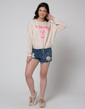 Details Young Wording Sweater Wanita
