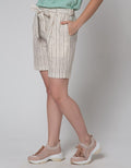 Connexion Short Pants Stripes With Self Belt Tie