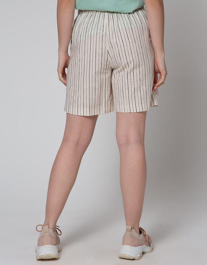 Connexion Short Pants Stripes With Self Belt Tie