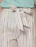 Connexion Short Pants Stripes With Self Belt Tie