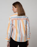 Connexion Long Sleeve Shirt 78 Cott Slub Boxy Print Stripes