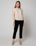Connexion Long Sleeve Shirt 78 Cott Slub Boxy Print Stripes